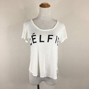 RECYCLED KARMA White Black CELFIE Print Short Sleeve Soft Tee Shirt